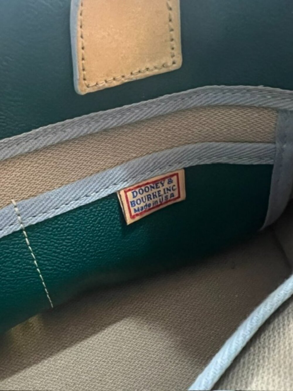 Dooney & Bourke Tassel Tote in Dark Green All Weather Pebbled Leather VTG 1990S - Picture 11 of 12